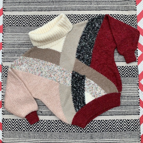 *HANDMADE* Oversized Knit Turtleneck Sweater size L/XL - Picture 2 of 4